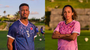 Bermudian Footballers posing in new football kits